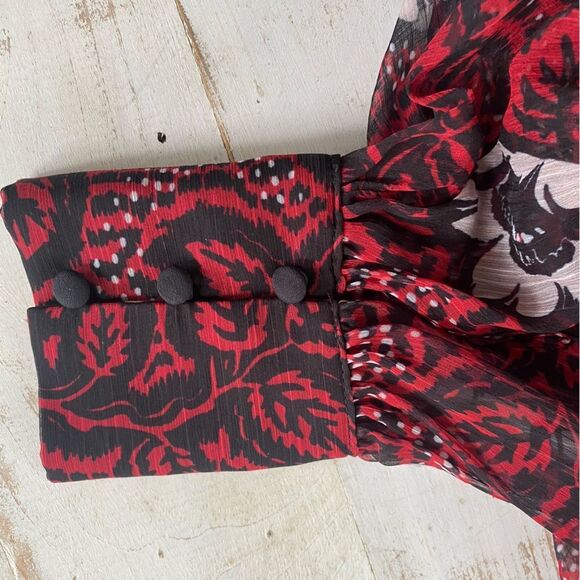 TED BAKER red dress Coriey Ladder Trim Insert High Neck mini size 5 (L 12-14) - Picture 9 of 16